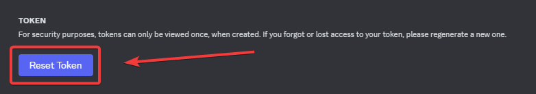 Reset the token