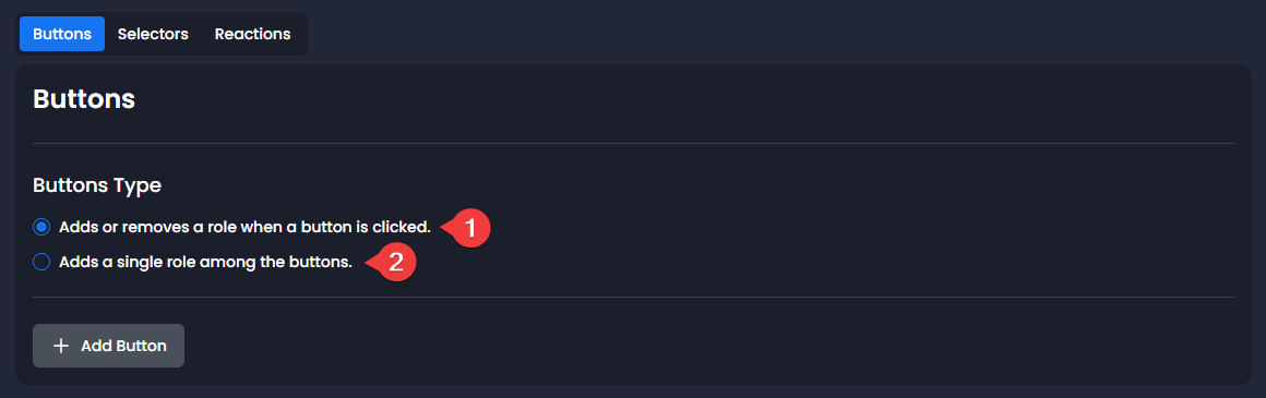 Configure buttons type