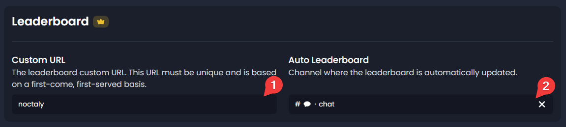 Configure leaderboard