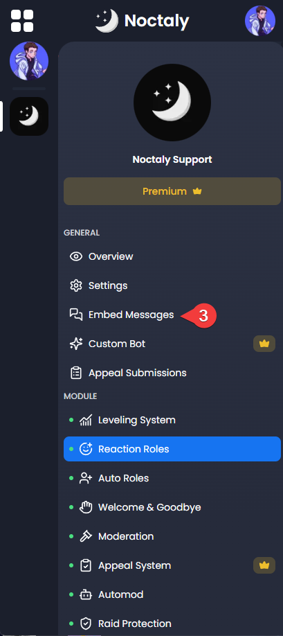 Click on embed messages